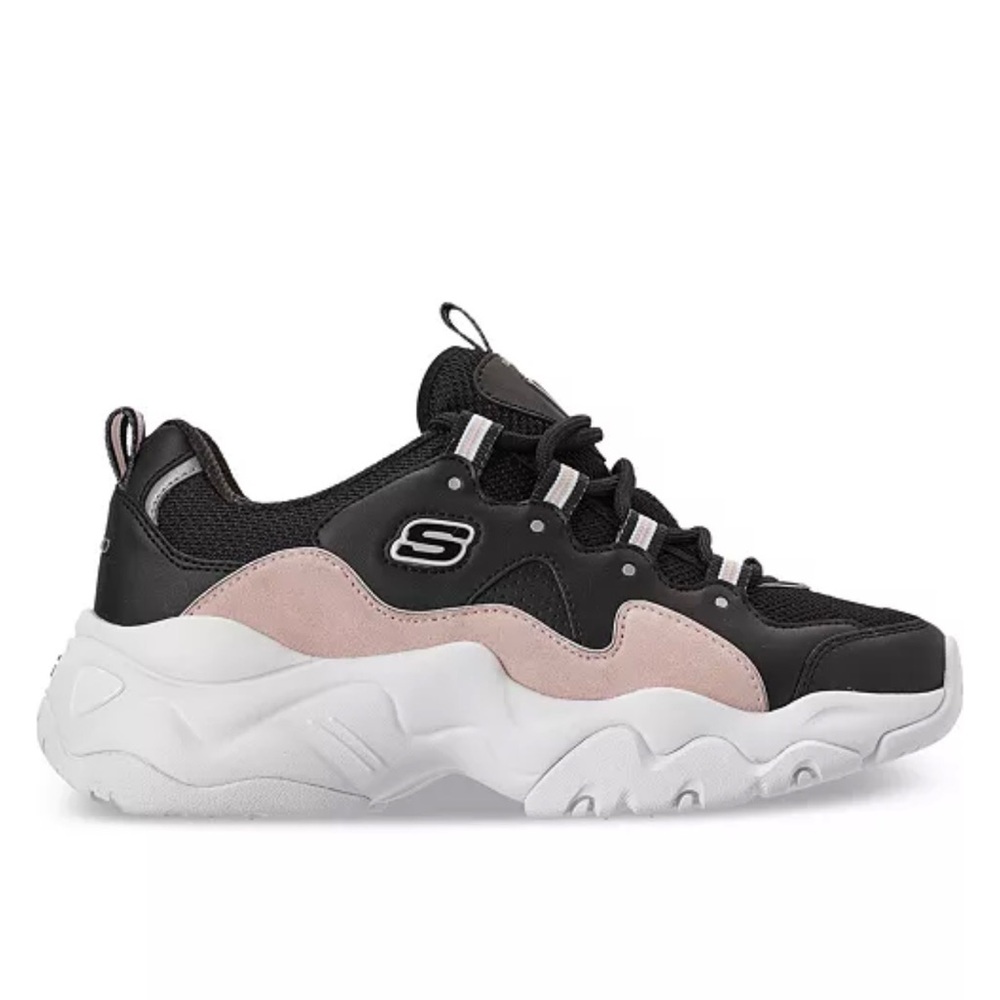 Women’s Skechers D'Lites 3.0 Platform Sneaker in Black and Blush Pink Size 7
